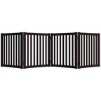 WELLAND 24" Freestanding Pet Gate, Foldable Wooden Dog Gate, 4 Panel Step Over Fence, Indoor Puppy Gate, Expands Up to 80" Wide, Espresso