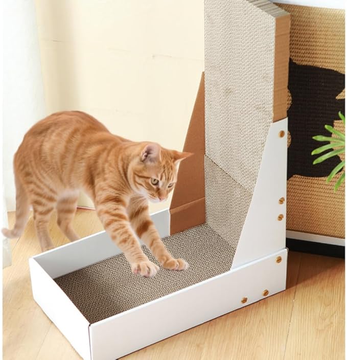 LOS ANDES Vertical Cat Scratcher, 60cm/23.6inch L Shape Scratching Pad for Indoor Cats, Scratching Board with Catnip, Durable Cardboard to Protect Furniture