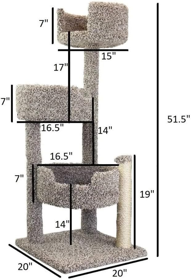Maykoosh Southwestern Sanctuary Multi-Level Cat Cat Climbing Tower Cat Tree, Solid Wood and Carpet Construction, Modern Cat Tree with Scratch Post and Sturdy Base Speckled/26 L x 25" W x 49" H