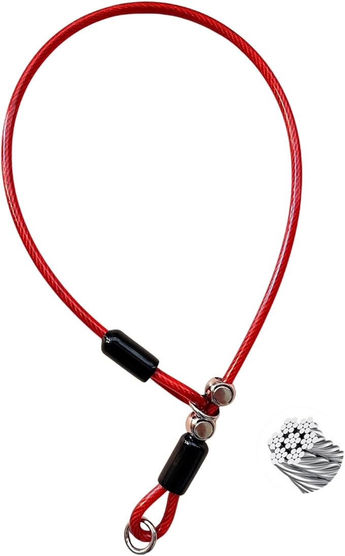 Heavy Duty Steel Wire Dog Training Collar - PVC Coated Martingale Slip Collar with Adjustable Safety Stopper for No-Pull Walking & Obedience Red 0.197" D/23.62" L