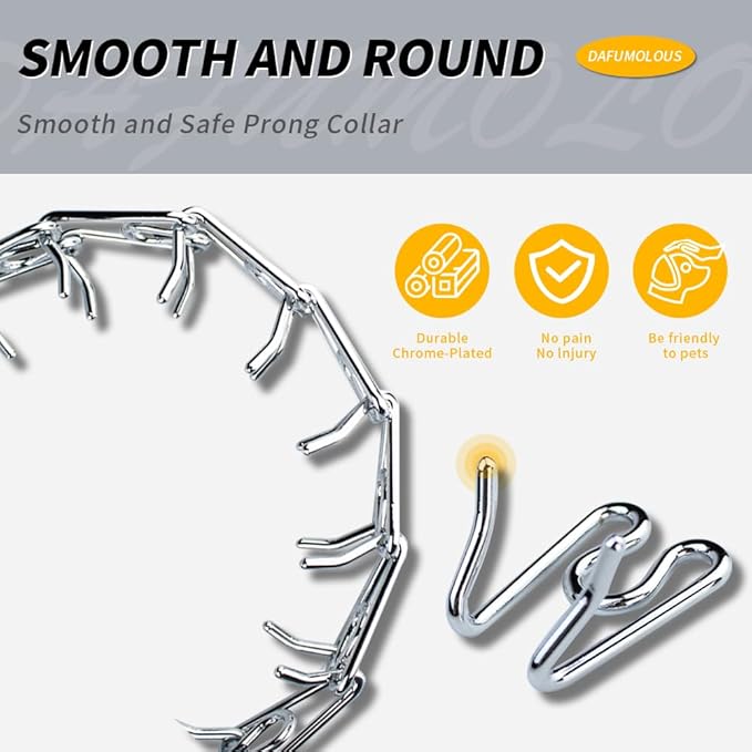 Chrome Plated Prong Dog Collar,no Pull Dog Prong Collar with Spikes,Choke Collar for Dogs Pinch Training Collar (4.0 * 28in)