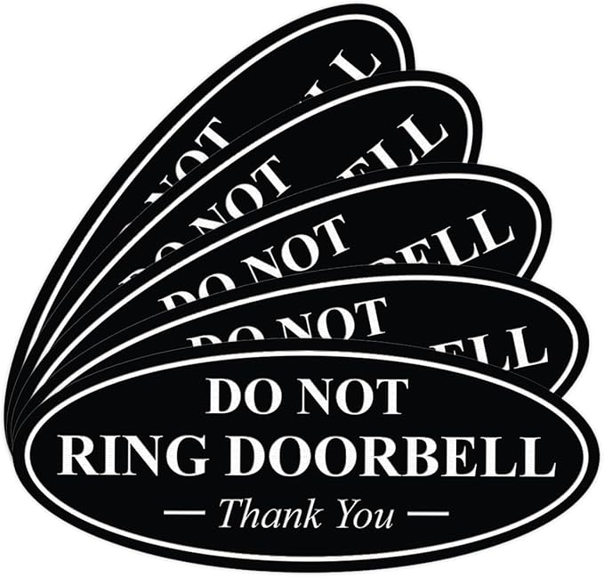 All Quality Oval DO NOT Ring DOORBELL Thank You Sign - Black Small 5 Pack