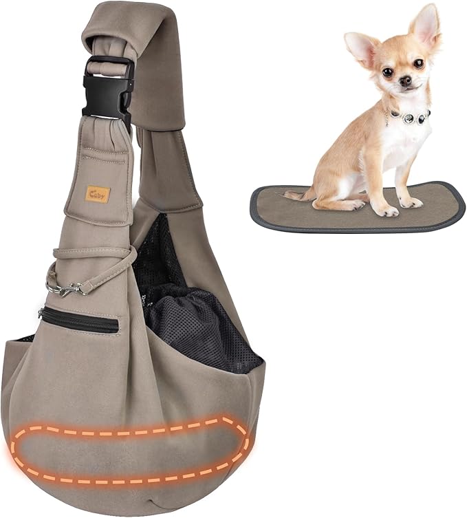 CUBY Dog and Cat Sling Carrier - Hands Free Adjustable Small Pet Sling - Soft Pouch and Tote Design - Suitable for Puppy, Small Dogs Cats Outdoor