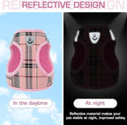 KOOLTAIL Dog Harness for Small Medium Dogs ,Dog Harness and Leash Set, Step in No Pull Soft Mesh Padded Adjustable and Reflective Pet Vest Harness Puppy, Plaid Extra Harness for XS S Dogs, Pink M