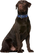 Blue Plaid Print Martingale Collars for Dogs, No-Slip Escape Proof Choke No Pull Soft Nylon Training Dog Collars for Small Medium Large Breed Pet Dogs, L