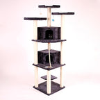 Tall Cat Tree - Multi-Level Cat Tower with Sisal & Condo - 82" Gray