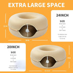 Peekaboo Cat Tunnel for Large Cats up to 30 lbs, Features A Jingle Ball, Removable and Washable Tunnel Bed, and a Cozy Donut Tunnel (Beige, 24 Inches)