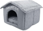 Best Pet Supplies Cat Bed for Indoor Cat, Domed Tent House with Removable Pillow, Covered Cat Cave for Small Dog, Puppies and All Breeds of Cats - Silver w/ Bones, 16 x 16 x H:14"