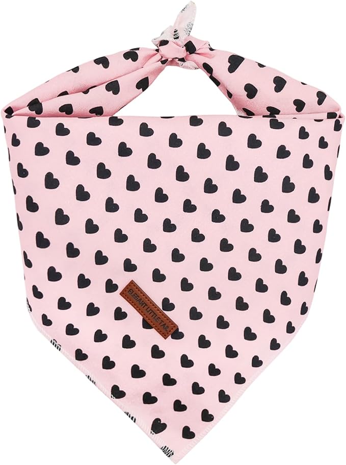 Elegant little tail Valentine's Dog Bandana - Red Heart Pet Bandanas Washable Bib Kerchief Scarf Cute Adjustable Pet Bandanas for Small Medium Dogs