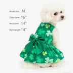 PUPTECK Print Dog St. Patrick's Day Dress Pet Costumes Apparel with Cute Bowtie Puppy Clothes Outfit, Shamrock M