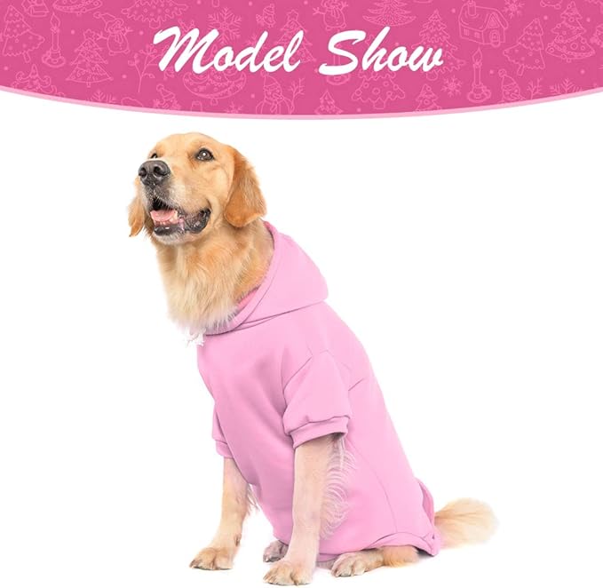 KOOLTAIL Dog Hoodie for Large Medium Small Dogs, Soft and Warm Pet Sweater with Leash Hole and Pocket Boy Girl, Puppy Fall Winter Jacket Clothes, French Pitbull Cold Weather Coat Sweatshirt, Pink L