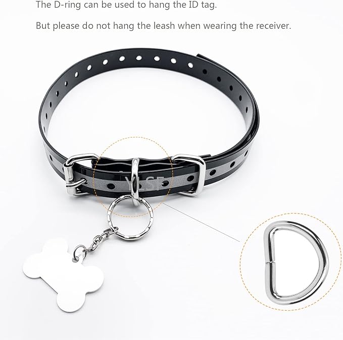 Dog Collar Strap for Most of Electronic Training Shock Collar Receivers-Adjustable Durable Waterproof Odorless 3/4 Inch Collar Replacement for Barking Fence-Pet TPU Collar Strap