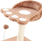 Cat Scratching Post Cat Tree Towers Wear Resistant Interactive Cat Toy Ball for Play Rest Indoor Cats Cat Tree Cat Furniture Cat Condo, Brown