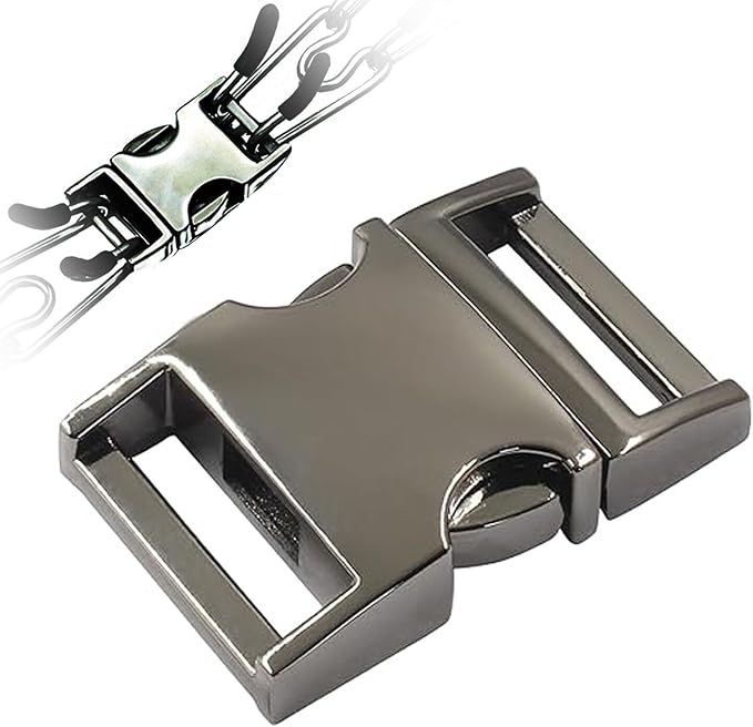 Dog Collar with Stainless Steel Buckle & Quick Release for Medium Large Dogs (Black, 3.5-4.0mm)