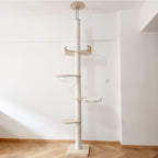 Cat Tree Floor to Ceiling Cat Towers Adjustable Height(108-112 Inches), Tall Cat Tree Natural Sisal Scratching Post, Modern Cat Tree Tower for Large Indoor Cats, Cotton Rope