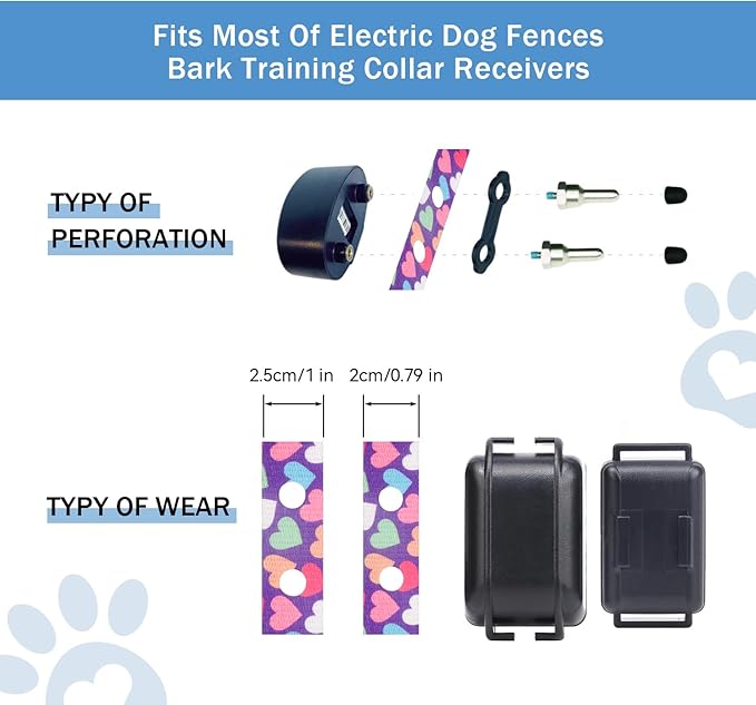 Rhea Rose 1 Inch Replacement Collar Strap Shock Collar with 2 Holes, Compatible with Nearly All Brands and Models of Underground Electric Dog Fences and Training Collars, Cow Print Pattern