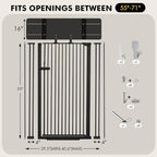 Snagle Paw Extra Tall Cat Gate with Acrylic Top Panel，30-40.6" Wide Adjustable Pet Gates, Pressure Mounted, No-Drill Easy Install,Tall Cat Gate for Doorways,Stairs,Kitchen 71",Black