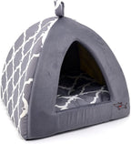 Best Pet Supplies Cat Bed for Indoor Cat, Domed Tent House with Removable Pillow, Covered Cat Cave for Small Dog, Puppies and All Breeds of Cats - Gray Lattice, 19 x 19 x H:19"