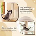 60" Tall Wood Cat Tree Tower with 2 Condos & Top Perch, Cat Tree for Indoor Cats Large Adult, Modern Cat Tree Tower for Large Cats with Sisal Scratching Posts