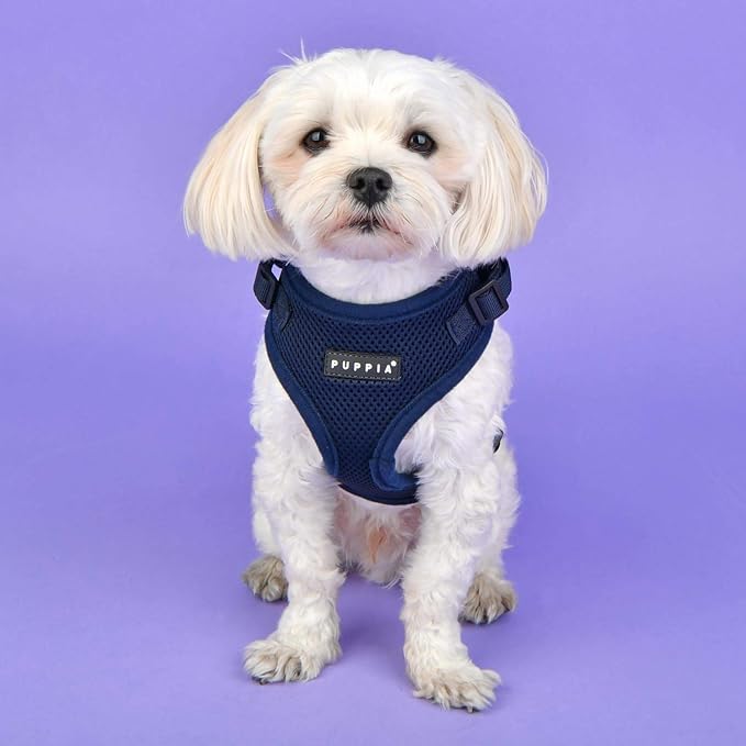 Authentic Puppia RiteFit Harness with Adjustable Neck, Navy, Medium