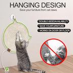 Personalized Cat Scratcher Mat, Customized with Name Text Natural Cotton Rope Round Horizontal Cat Scratching Pads with Ball Toy, Cat Furniture Protector for Wall, Couch, Carpets, Sofa (Green)