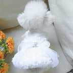 Fashion Sweet Puppy Dog Blingbling Princess Skirt Pet Dog Lace Cake Camisole Tutu Dress K-White S