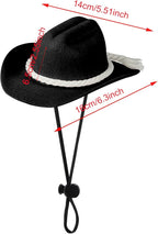 choyaxo Dog Cowboy Hat Dog Cowboy Costume for Small Pet Dogs Cat Cowboy Hat with Bandana Scarf Set Party Accessories (Black, Medium)