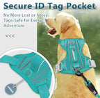 BARKBAY Dog Harness No Pull Oxford with ID Tag Pocket - Heavy Duty, Reflective, Easy Control for Large Dogs(Aqua Oxford,M)