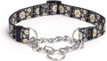 Martingale Dog Collar - Stainless Steel Chain, No Pull Training Collar with Flower Design for Large Medium Small Dogs (S, Daisy)