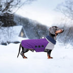 Geyecete Dachshund Coat,Dachshund Winter Coat,Warm Waterproof Windproof, High Neckine String Holes Miniature Dachshund Jacket for Small Dog-Purple-S
