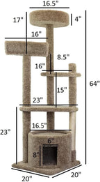 Maykoosh Large Cat Tree for Multiple Cats Sturdy Cat Penthouse with Scratching Posts Beige Brown/28 D x 30" W x 64" H