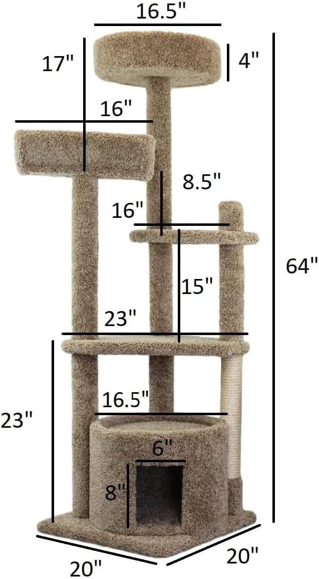 Maykoosh Large Cat Tree for Multiple Cats Sturdy Cat Penthouse with Scratching Posts Beige Brown/28 D x 30" W x 64" H