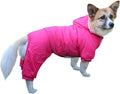 Fleece Lined Dog Coat with Detachable Hood and Detachable Hind Legs,Warm Puppy Jacket in Winter(Pink M)