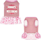 4 Pack Adorable Puppy Dog Printed Clothes for Small Dogs - Girl Holiday Apparel Dresses(L)