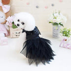 Tangpan Beam Waist Christmas Pet Costume Dog Dance Skirt Satin Camp Party Dress (XX-Large, Black)