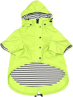 Morezi Dog Zip Up Raincoat with Reflective Buttons, Rain/Water Resistant, Adjustable Drawstring, Removable Hood, Raincoats with Legs 8lbs to 80lbs Available Light Green L