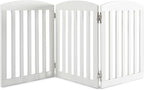 SPIRICH Dog Gate Indoor, Dog Gates for Doorways, Stairs, The House, Wooden Freestanding Foldable Pet Gate, Extra Wide Step Over Puppy Gate, 3 Panels, White