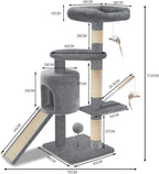 VOUNOT Cat Tree Tower, Cat Condo with Sisal Scratching Post, Multi Level Cat Climbing Frame Indoors, Cat Activity Tree, Grey, XL