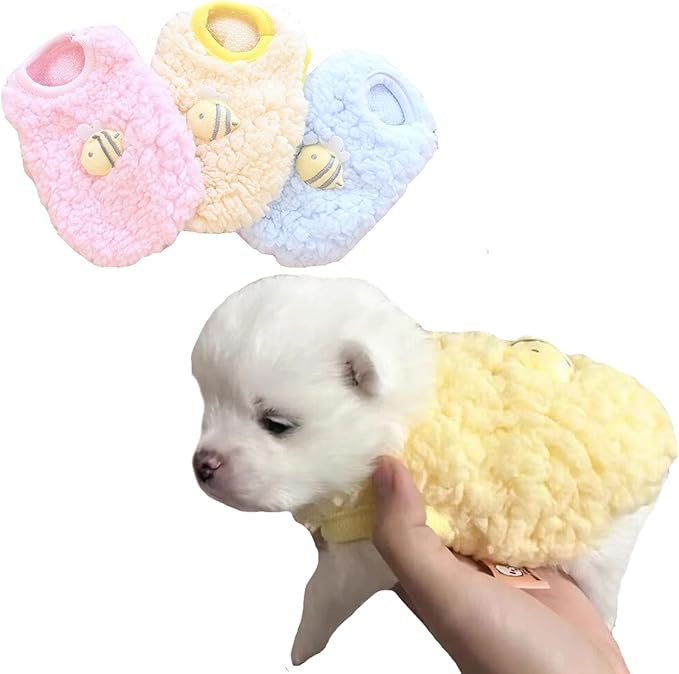 FLAdorepet 3 Packs Teacup Dog Cat XXS Clothes for Chihuahua Yorkie,Winter Warm Fleece Puppy Pet Clothes Sweater Shirt Vest for Mini Newborn Extra Small Dogs (3 Packs, XXXS(Pet Under 1LBS))