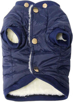 Fleece Lined Dog Coat with Detachable Hood and Detachable Hind Legs,Warm Puppy Jacket in Winter(Blue XL)