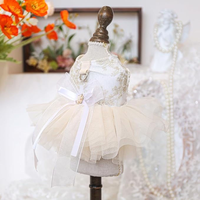 Fashion Sweet Puppy Dog Blingbling Princess Skirt Pet Dog Lace Cake Camisole Tutu Dress E-White XL