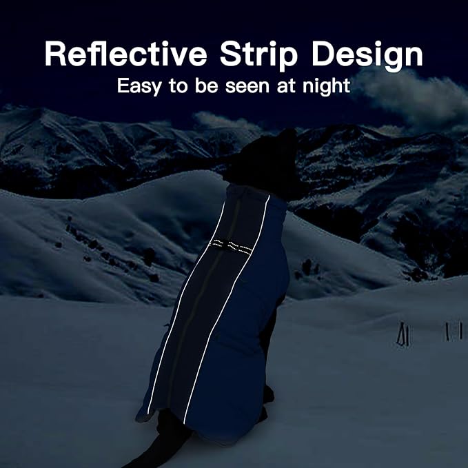 Dog Winter Jacket - XX Large, Warm Zip Up Snowsuit Dog Harness Vest, Reflective, Water-Resistant, Royal-Blue