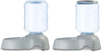 Amazon Basics Large Capacity Automatic Pet Water Dispenser and Gravity Feeder Set, Easy to Clean, 456.6fl.oz Food, 382.1fl.oz Water, Gray