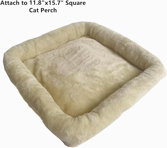 SHENGOCASE Cat Tree Tower Accessories Replacement Parts Top Cushion Bed Cover for Cat Perch with Elastic Band (11.8" x 15.7", Beige)