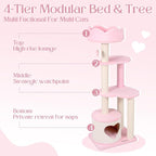 Happy & Polly Cat Tree for Cats, 52.8 Inches, All Breed Sizes, Climbing, Indoor, Wood and Sisal, Floor Mount, Modern