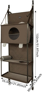 Foldable Door Mounted Cat Tree, 4-Tier Door Hanging Cat Climbing Tower with Hammock Bed, Cat Tree Condo for Cats up to 17.6 lbs for Home Apartment Pet Store, Tool-Free Assembly