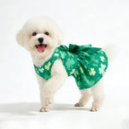 PUPTECK Print Dog St. Patrick's Day Dress Pet Costumes Apparel with Cute Bowtie Puppy Clothes Outfit, Shamrock S