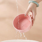 Set of 2 Pink Ceramic Dog Bowls for Food and Water, 5 Inch Wide Cute Pet Dishes for Small Size Dogs/Puppy