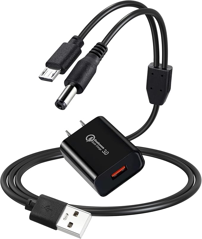 Dog Shock Collar Charger for Bousnic Dog Training Collar RS2 and RS2B, 18W USB Fast Charger with 2-in-1 Bark Collar Charging Cable for Dogs