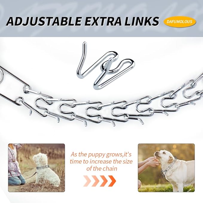 Chrome Plated Prong Dog Collar,no Pull Dog Prong Collar with Spikes,Choke Collar for Dogs Pinch Training Collar (4.0 * 28in)